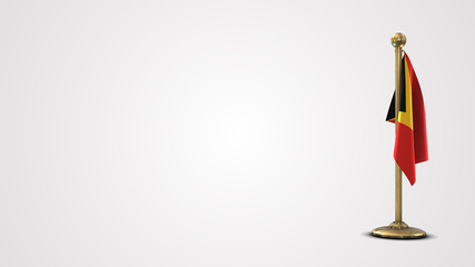 East Timor realistic 3D flag illustration on golden flagpole.