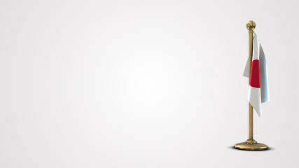 Japan realistic 3D flag illustration on golden flagpole.