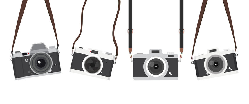 hanging vintage camera with strap set