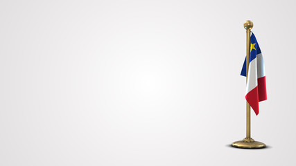 Acadia realistic 3D flag illustration on golden flagpole.