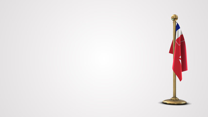 Wallis And Futuna realistic 3D flag illustration on golden flagpole.