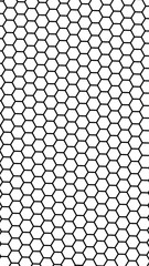 Black honeycomb on a white background. Perspective view on polygon look like honeycomb. Isometric geometry. Vertical image orientation. 3D illustration
