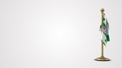 Charlottetown realistic 3D flag illustration on golden flagpole.