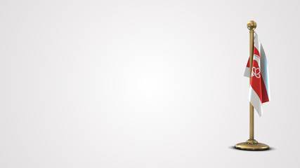 Calgary Alberta realistic 3D flag illustration on golden flagpole.