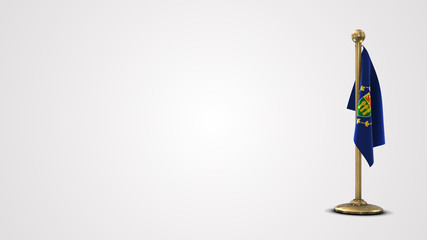 Lieutenant-Governor Of Saskatchewan realistic 3D flag illustration on golden flagpole.