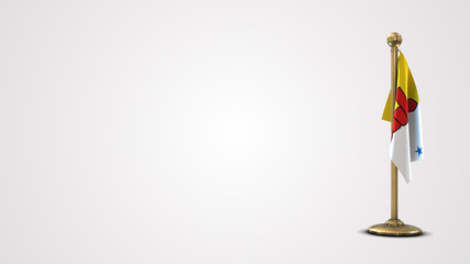 Nunavut realistic 3D flag illustration on golden flagpole.