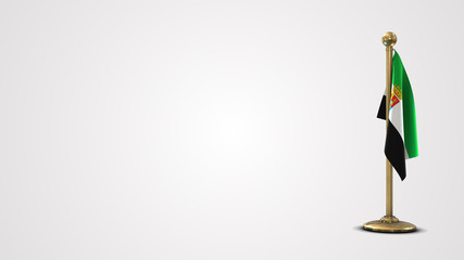 Extremadura realistic 3D flag illustration on golden flagpole.