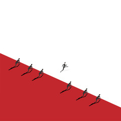 Business Konzept - Geschäftsmann überholt andere Geschäftsmänner. Karriere. Abstrakt. Vektor