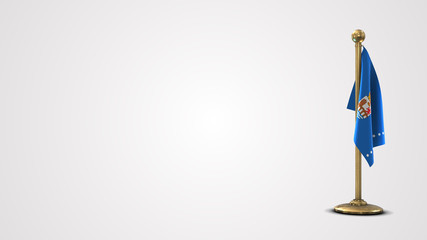 Ourense realistic 3D flag illustration on golden flagpole.