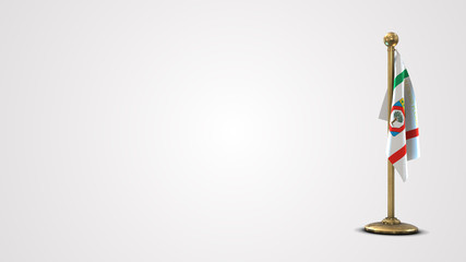 Apulia realistic 3D flag illustration on golden flagpole.