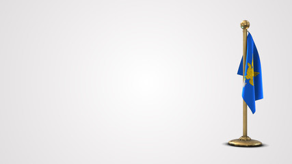 Friuli-Venezia Giulia realistic 3D flag illustration on golden flagpole.