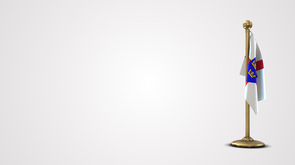 East Anglia realistic 3D flag illustration on golden flagpole.