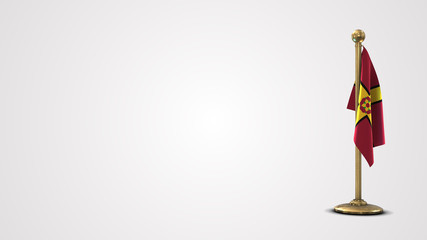 Northamptonshire realistic 3D flag illustration on golden flagpole.