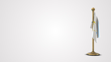 Los Rios Chile realistic 3D flag illustration on golden flagpole.