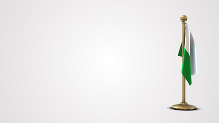 Esmeraldas Ecuador realistic 3D flag illustration on golden flagpole.