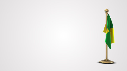 Pastaza Ecuador realistic 3D flag illustration on golden flagpole.