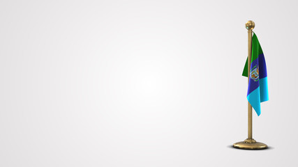 Santa Elena Ecuador realistic 3D flag illustration on golden flagpole.