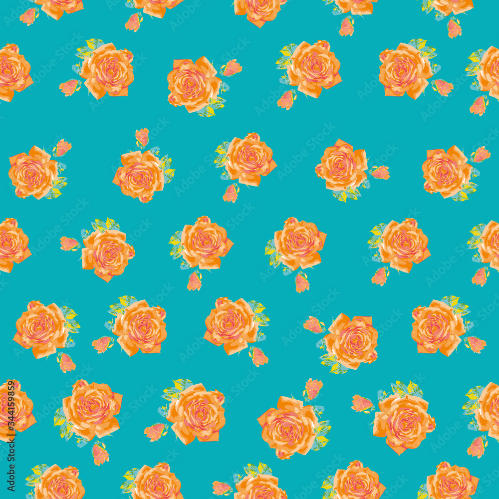 Poster colorful roses repeat pattern print background design