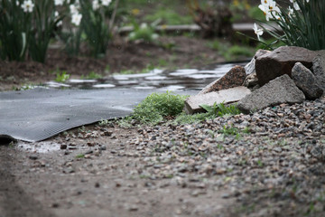 water flowing on the rocks