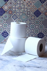 White toilet tissue , paper
