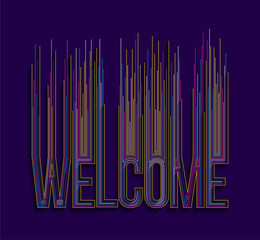 Welcome Calligraphic line art Text shopping poster vector illustration Design.