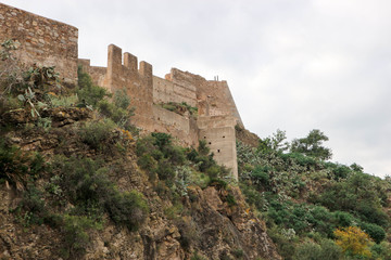 powerful fortifications on the rock of medieval castle of Sagunto, Spain