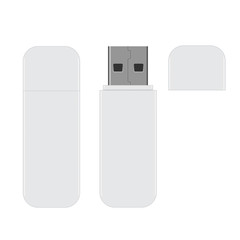 Realistic flash drive mockup, open and closed. Vector.