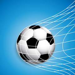 Soccer ball in the net, vector art illustration.