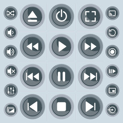 Media player control buttons set