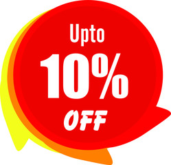 Up to 10% off. Red discount label