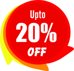 Up to 20% off. Red discount label