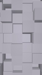 Abstract gray elegant cube geometric background. Chaotically advanced rectangular bars. 3D Rendering, 3D illustration