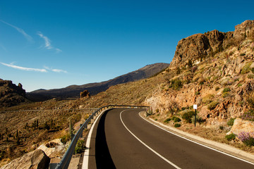 Asphalt road going uphill. Teide