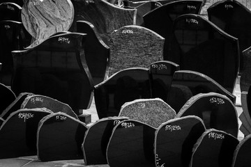 tombstones for sale in graveyard in Latvia, riga