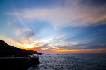 fiery sunset on the ocean