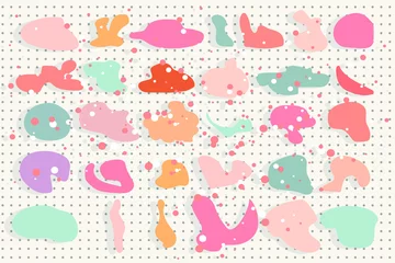 Foto op Aluminium Abstract pastel color background. Hand drawn various shapes and doodle objects. Modern trendy vector illustration. © Евгений Соловьев
