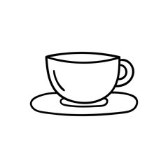 Vector doodle cup of tea. Cooking, kitchen utensils, home elements. hand illustration isolated on white background.