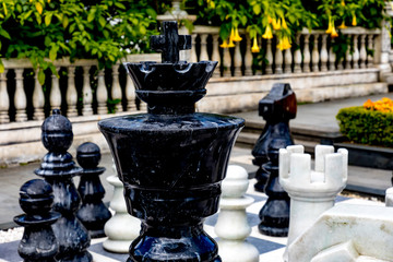 Oversize granit chess pieces in a park in Vietnam