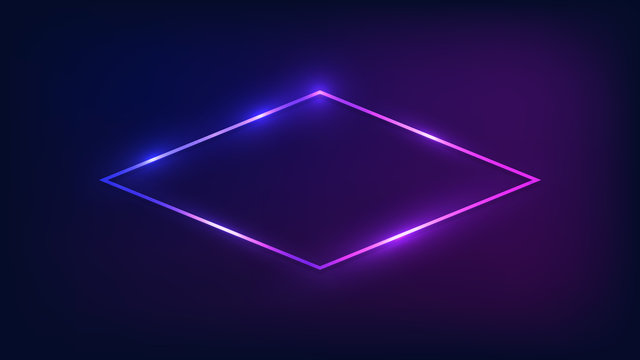 Neon rhombus frame with shining effects 