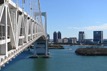 Obraz premium ２０２０年の東京の風景 レインボーブリッジからのお台場の風景