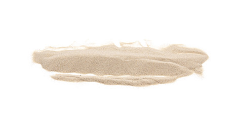 Fototapeta na wymiar Natural pile of sand from beach, soft brown heap of dry beach sand isolated on white background