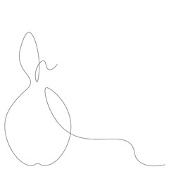 Pear fruit line drawing, vector illustration