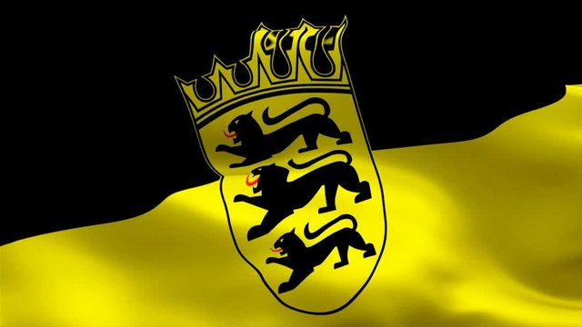 Wurttemberg flag Motion Loop video waving in wind.Realistic Wurttemberg Flag background. Baden-W&uuml;rttemberg Flag Looping Closeup 1080p Full HD 1920X1080 footage.Baden-W&uuml;rttemberg EU European country fl