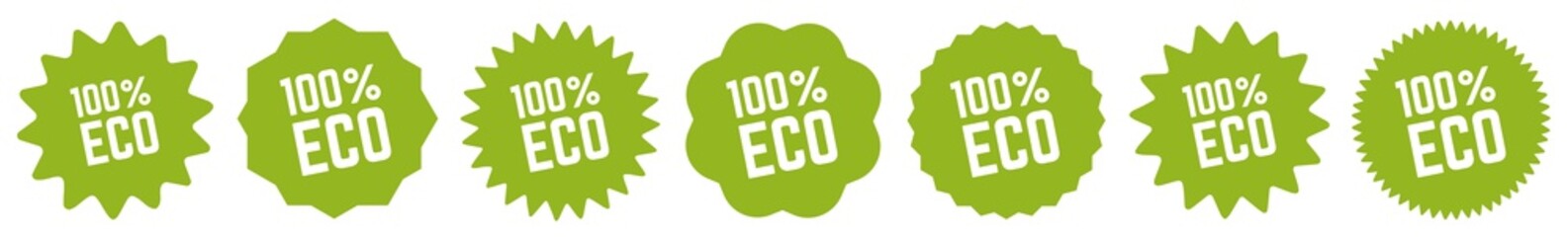 100 % ECO Tag Green | 100 Percent ECO Icon | Sticker | Label | Variations