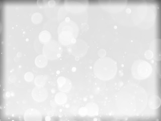 Gray and white bokeh background. Blur background. White bubbles wallpaper