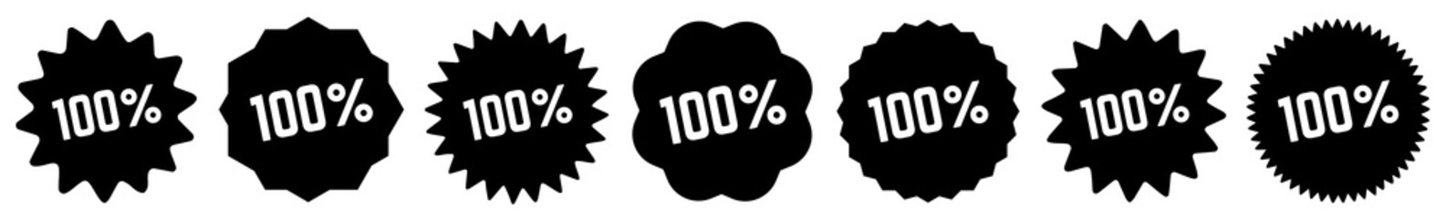 100 % Tag Black | 100 Percent Icon | Sticker | Label | Variations