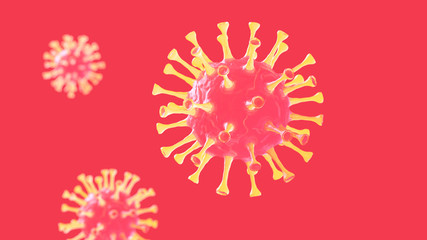 Coronavirus COVID-19 macro close-up cell microscopic concept background. 2019-ncov virus infection pandemic. 3d rendering.