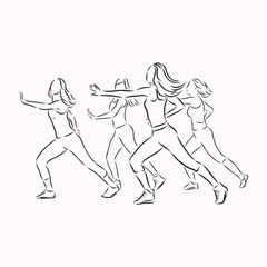zumba dancers illustration . Zumba, Zumba dancers, fitness, dancer, vector sketch illustration