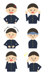 男子学生　表情セット１