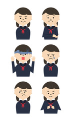 女子学生　表情セット２